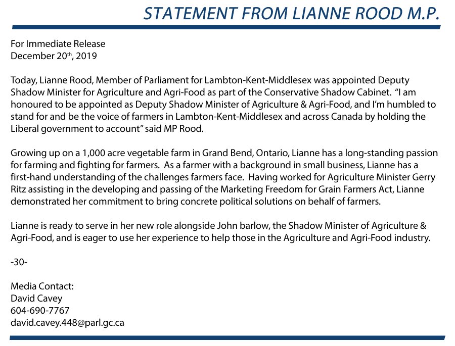 Statement from Lianne Rood